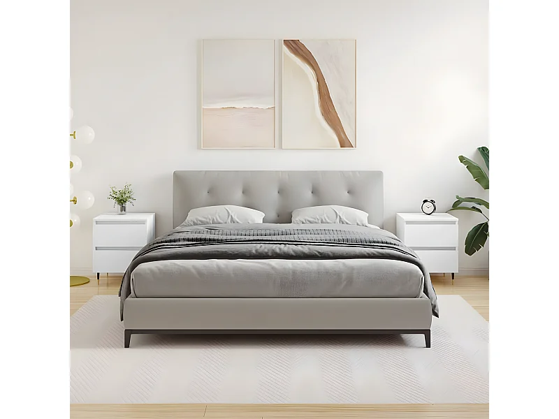 Tables de chevet 2 pièces blanc 40x35x50 cm bois d’ingénierie