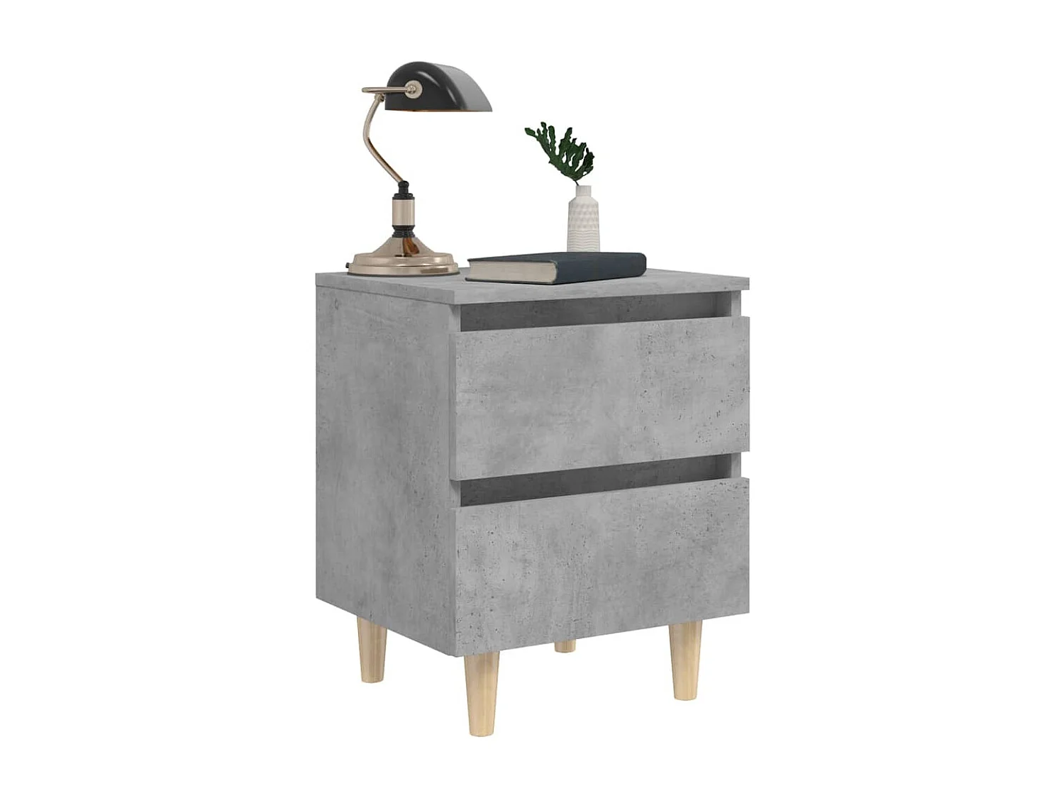 Tables de chevet pieds en pin 2 pièces Gris béton 40x35x50 cm