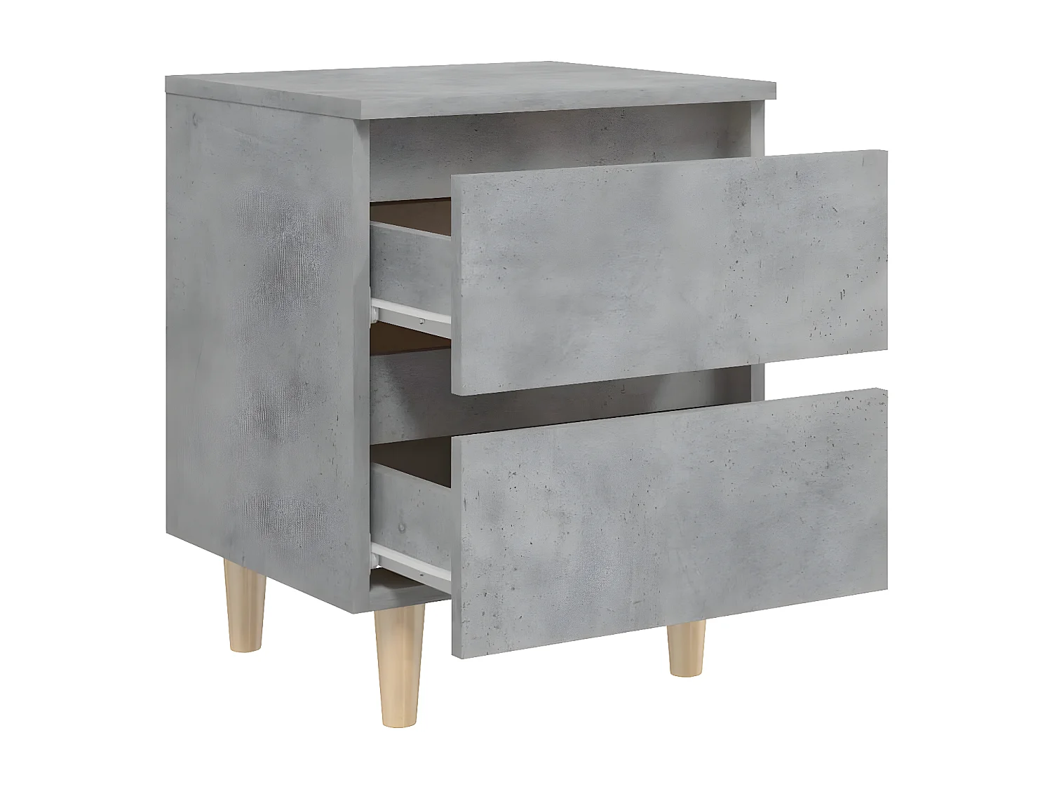 Tables de chevet pieds en pin 2 pièces Gris béton 40x35x50 cm