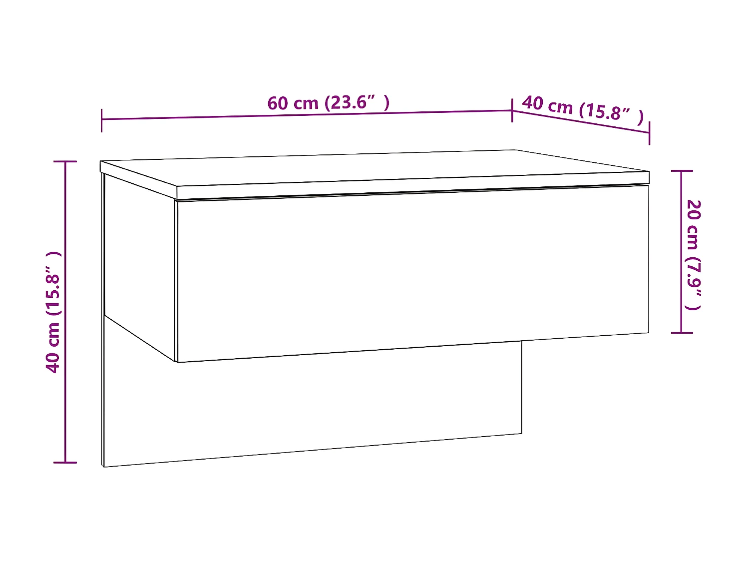 Table de chevet murale Chêne fumé