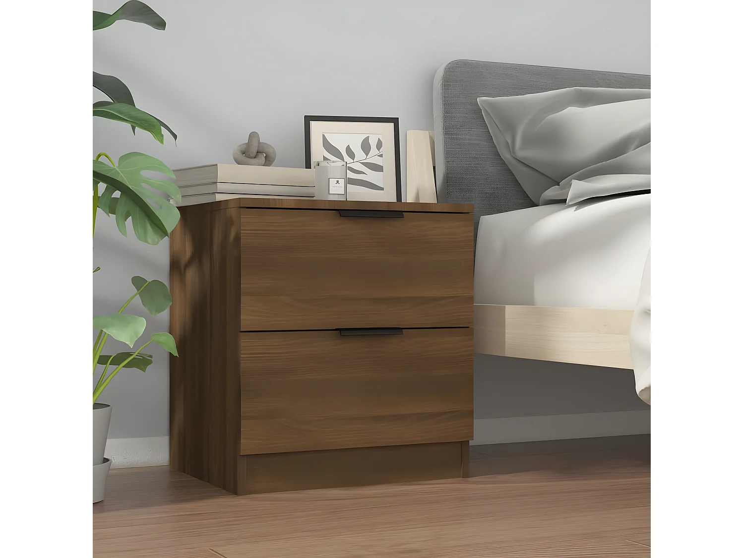 Tables de chevet 2 pièces Chêne marron Bois d'ingénierie