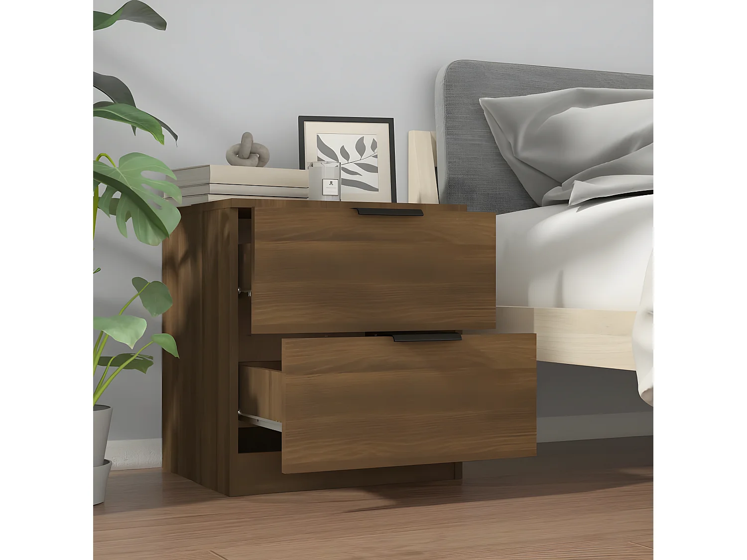 Tables de chevet 2 pièces Chêne marron Bois d'ingénierie