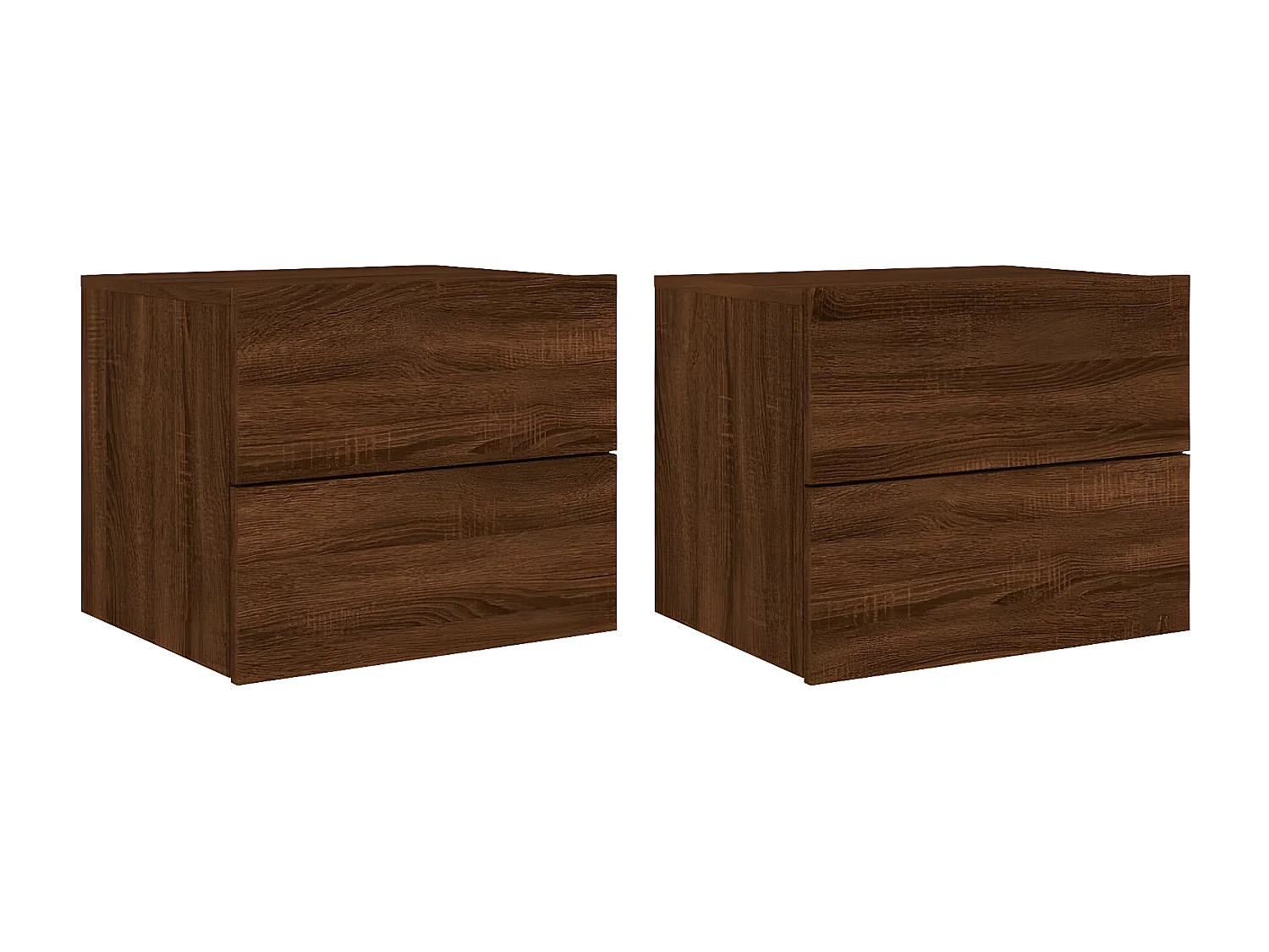 Tables de chevet murales avec lumières LED 2 pièces chêne marron