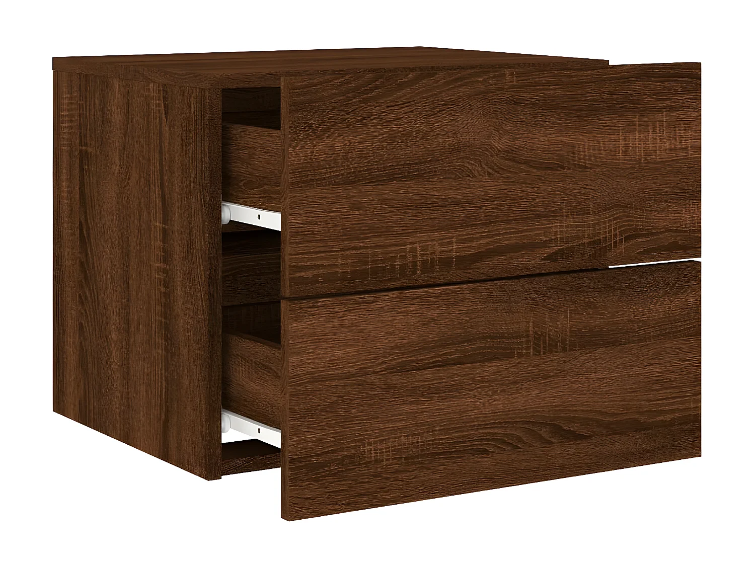 Tables de chevet murales avec lumières LED 2 pièces chêne marron