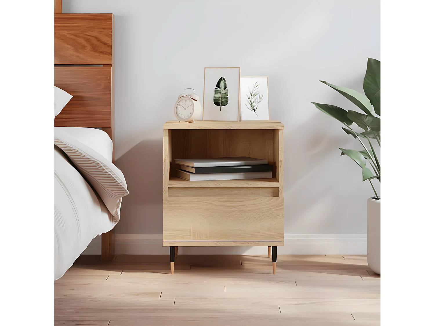 Nachtkastje 40x35x50 cm bewerkt hout sonoma eikenkleurig