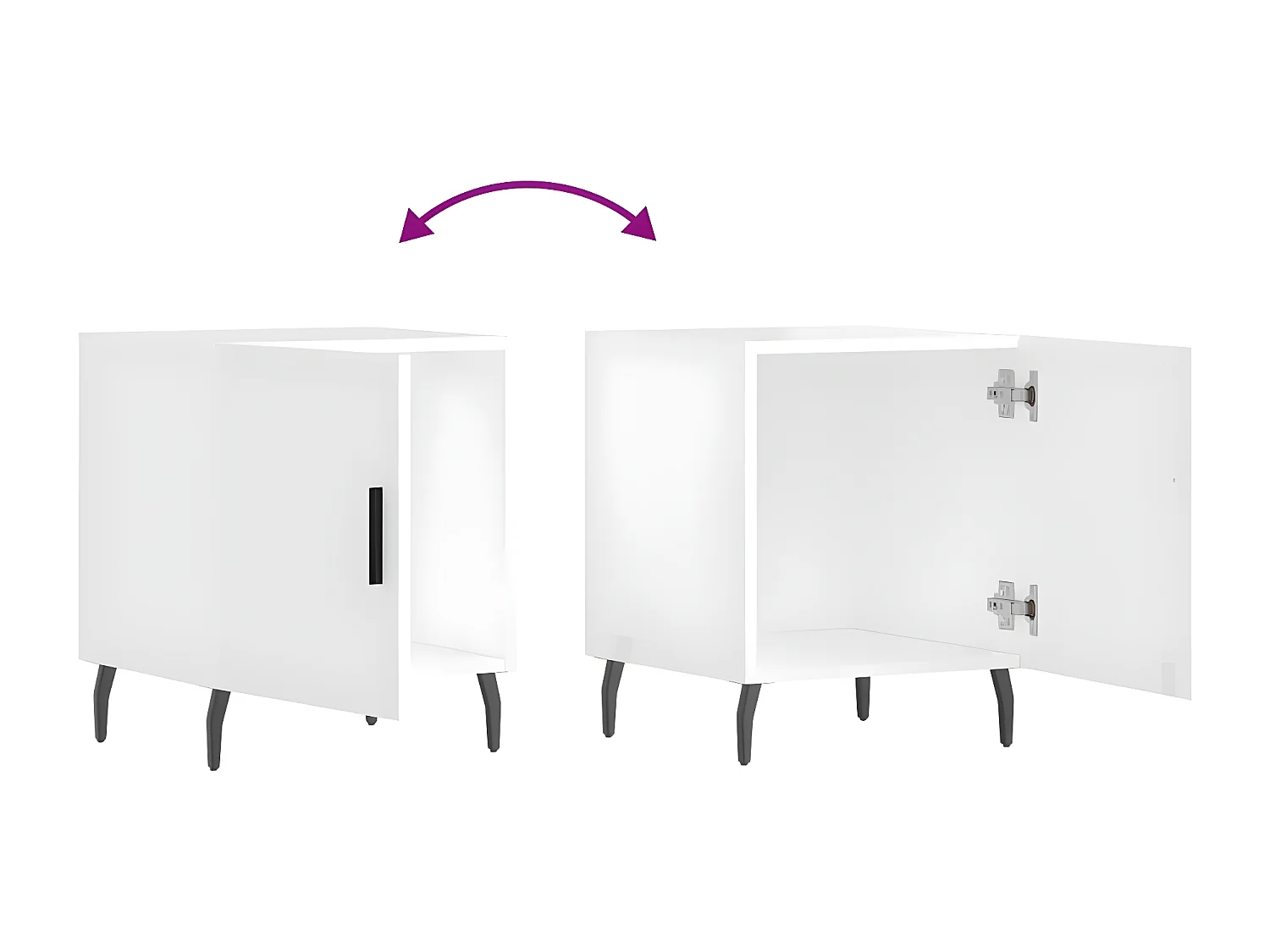 Tables de chevet 2 pièces blanc brillant 40x40x50 cm