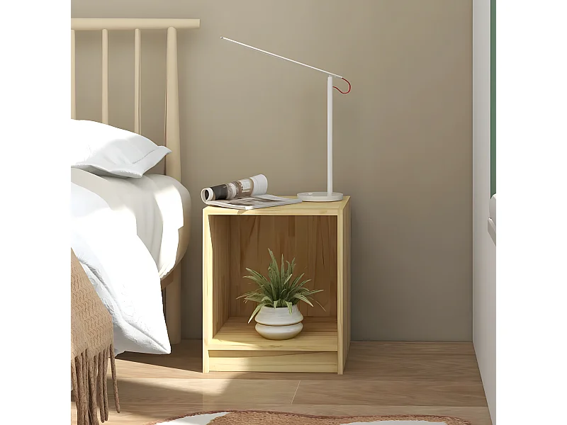 Mesita de noche madera maciza de pino 35,5x33,5x41,5 cm