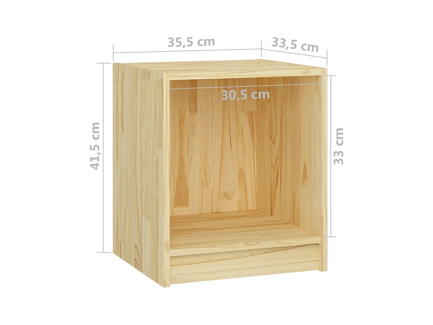 Mesita de noche madera maciza de pino 35,5x33,5x41,5 cm