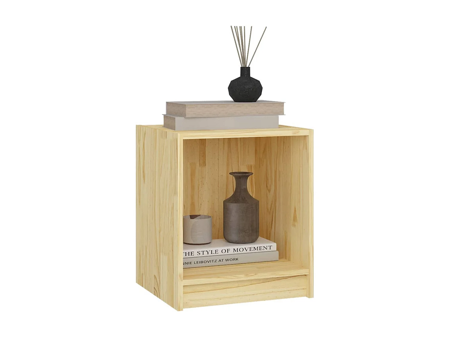 Mesita de noche madera maciza de pino 35,5x33,5x41,5 cm