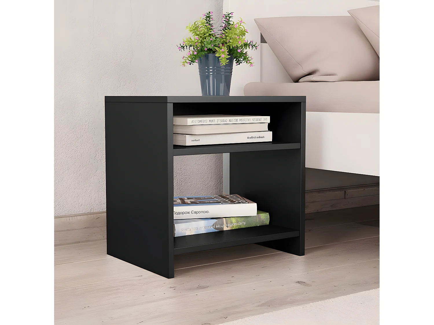 Tables de chevet 2 pièces Noir 40x30x40 cm Bois d'ingénierie