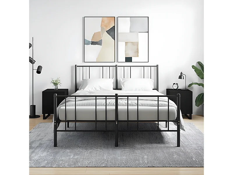 Tables de chevet 2 pièces noir 40x40x50 cm bois d’ingénierie