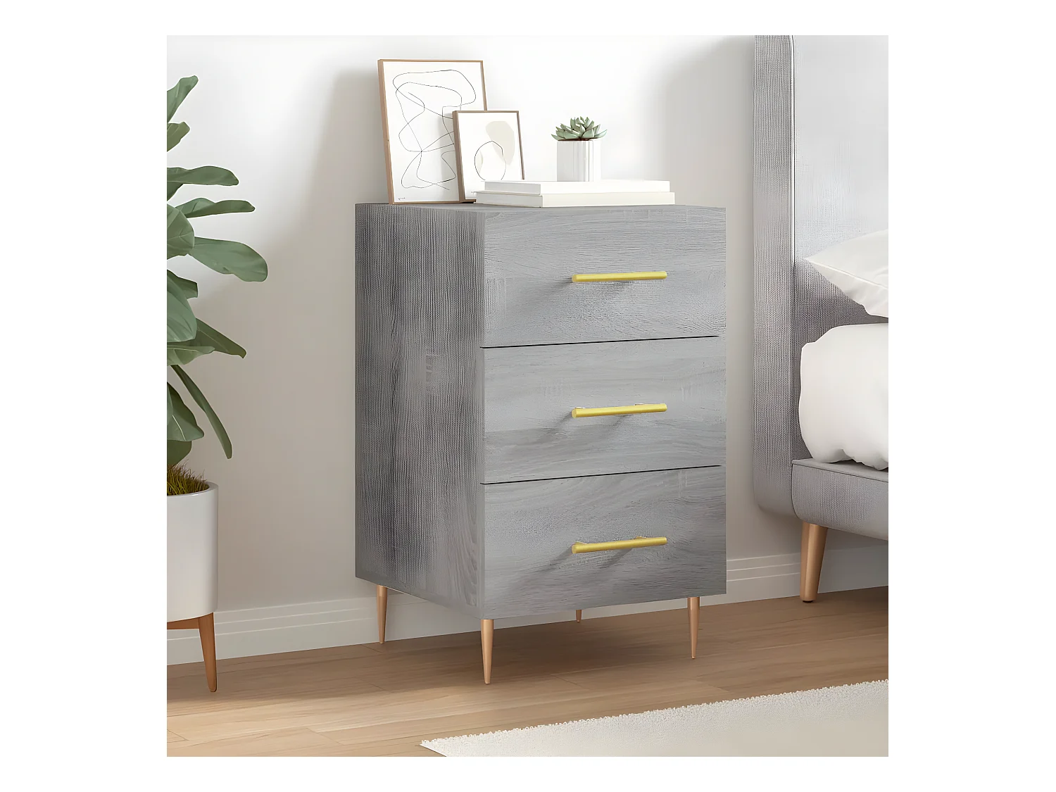 Table de chevet sonoma gris 40x40x66 cm bois d'ingénierie