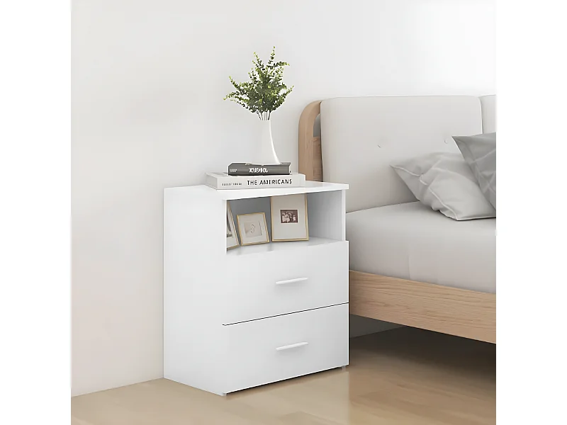 Table de chevet Blanc 50x32x60 cm