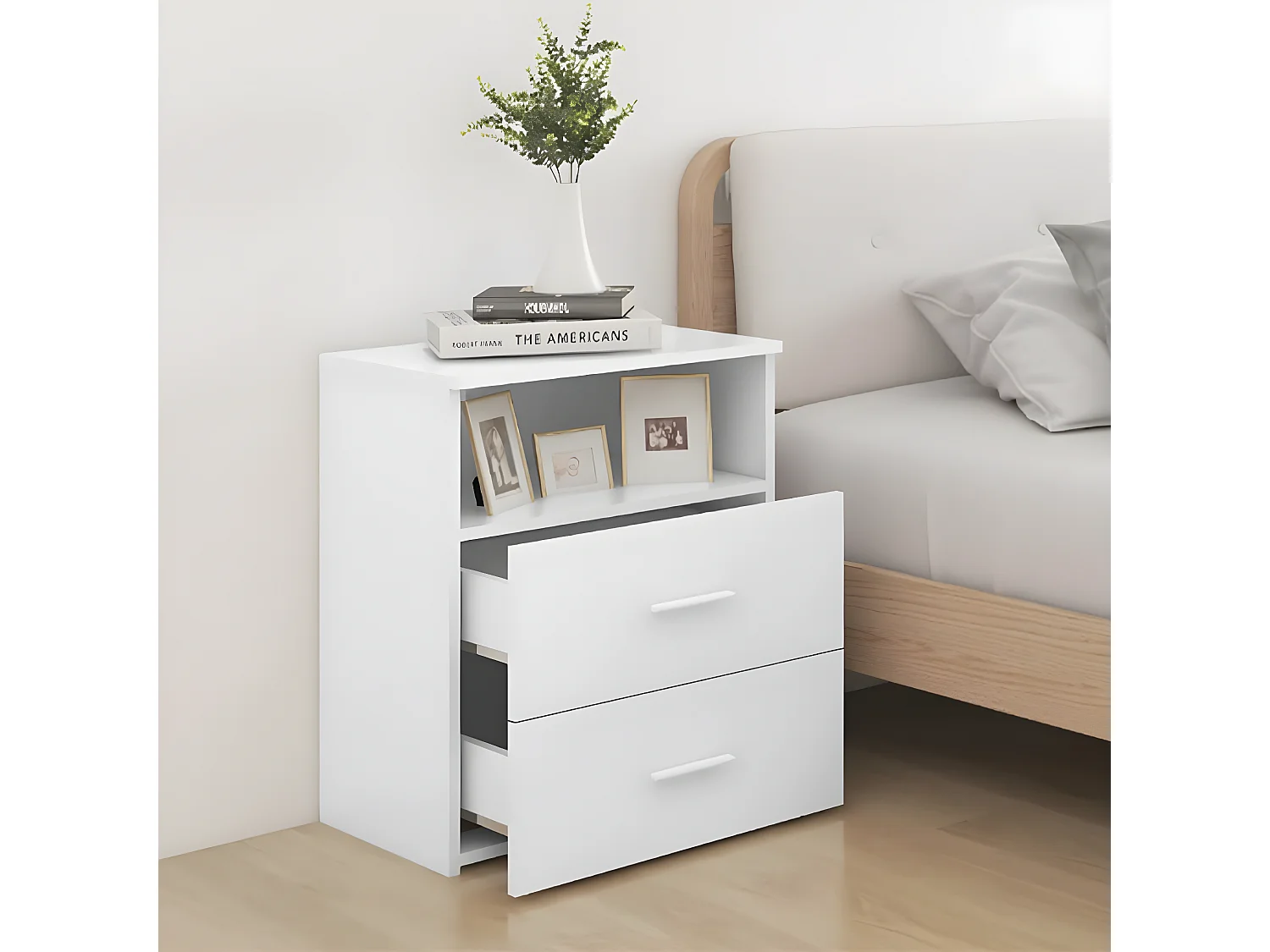 Table de chevet Blanc 50x32x60 cm