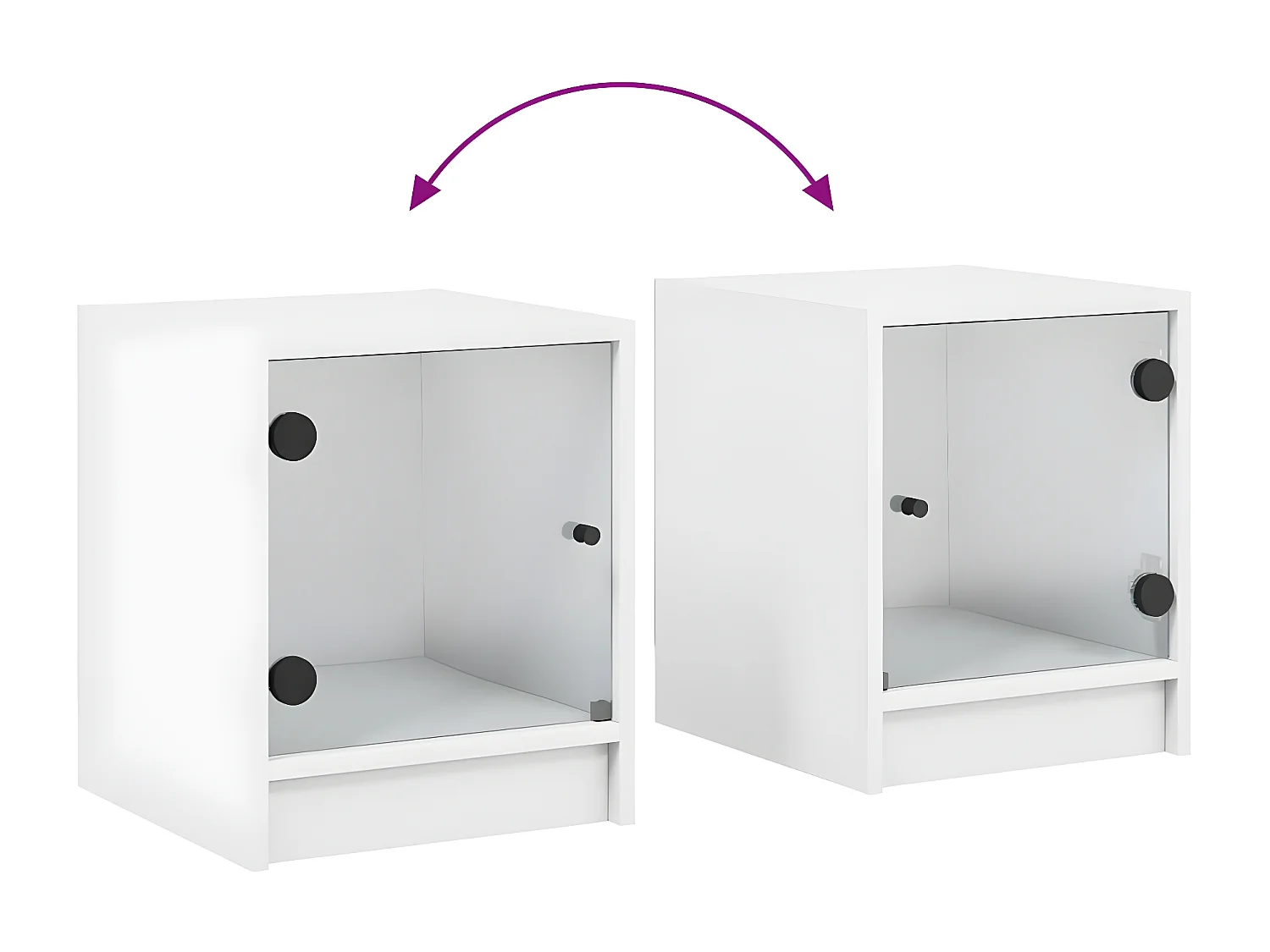 Table de chevet avec porte en verre blanc 35x37x42 cm