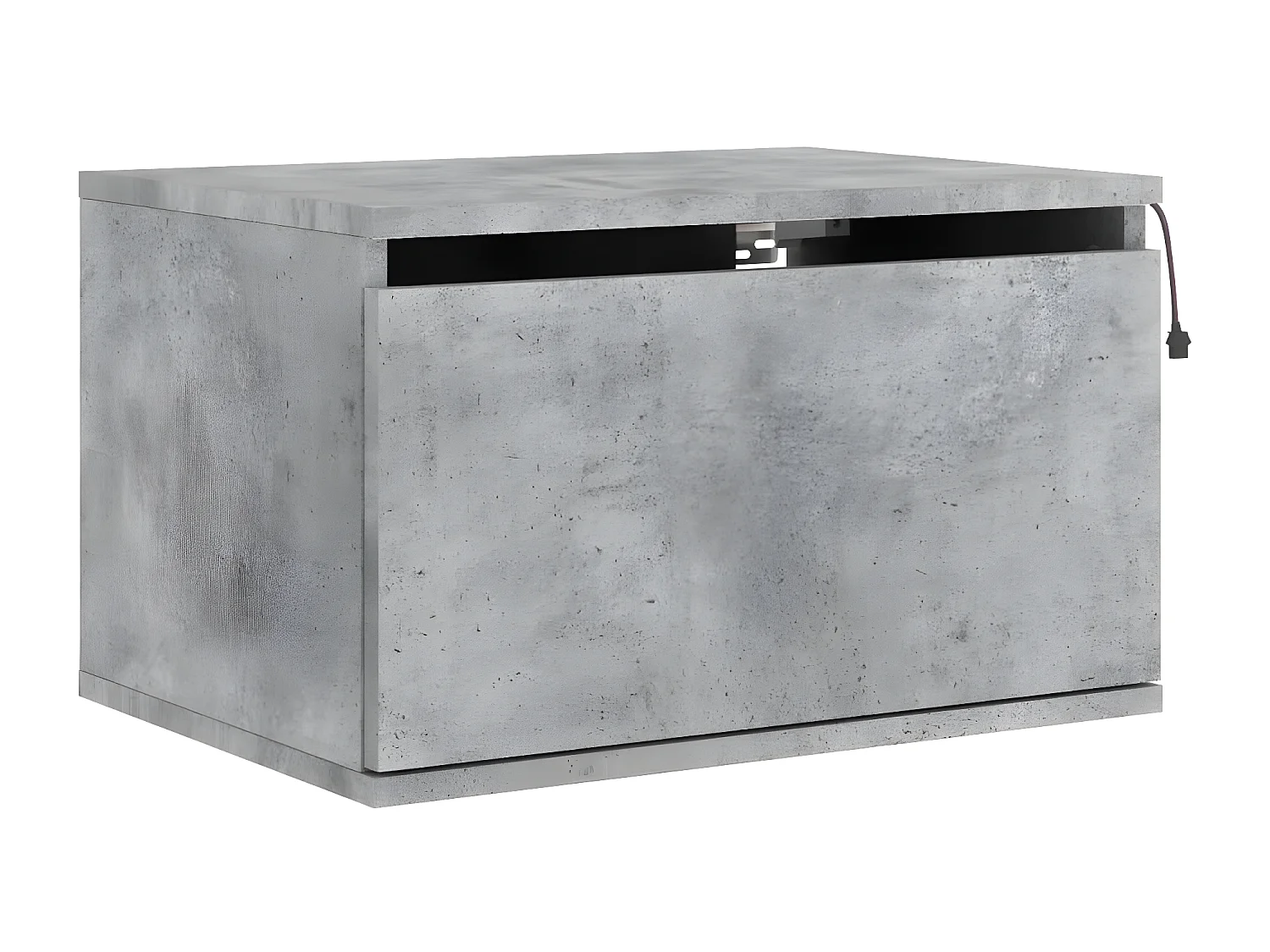 Table de chevet murale avec lumières LED gris béton