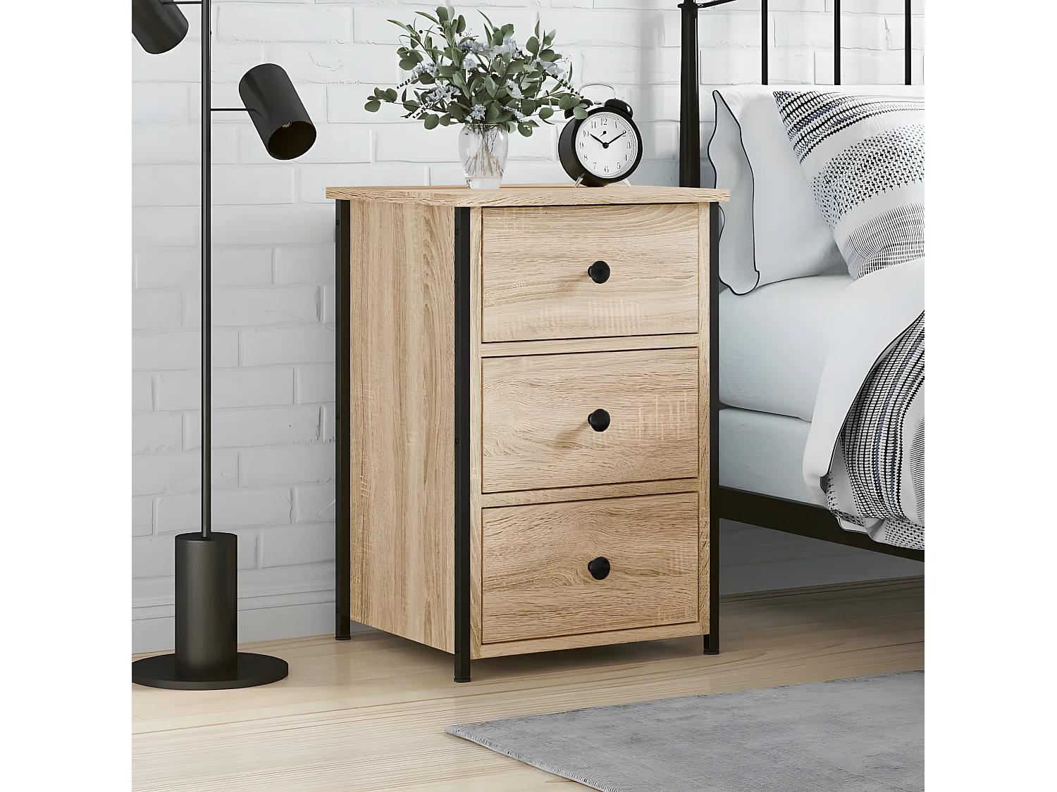 Table de chevet chêne sonoma 40x36x60 cm bois d'ingénierie