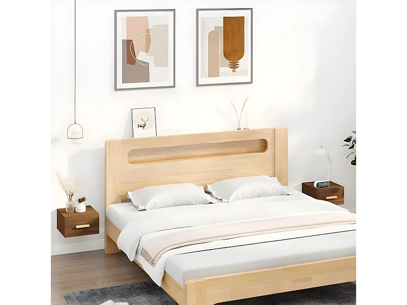 Mesas de cabeceira de parede 2peças 35x35x20 cm carvalho castanho