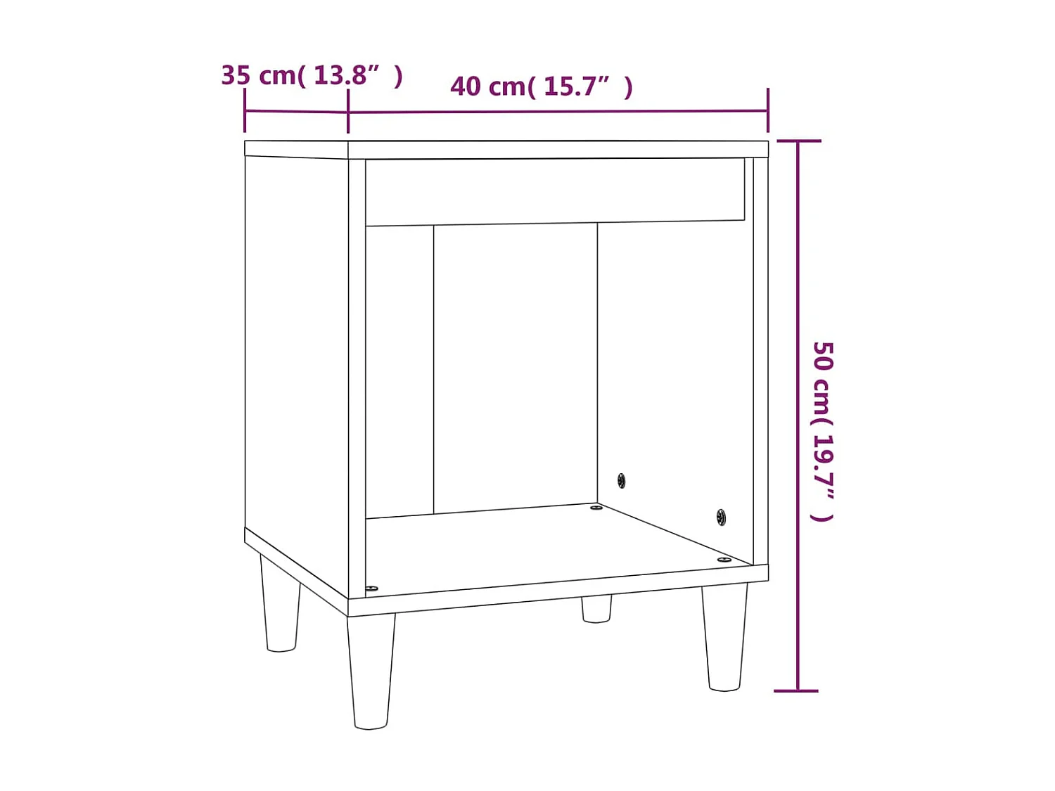Nachtkastjes 2 st 40x35x50 cm wit