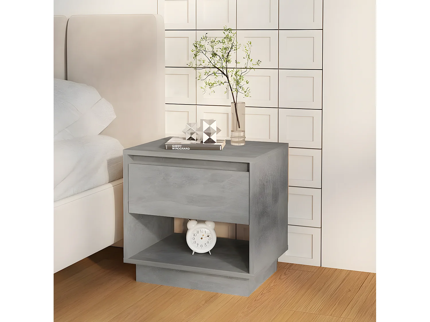 Tables de chevet 2 pièces Gris béton 45x34x44 cm Aggloméré