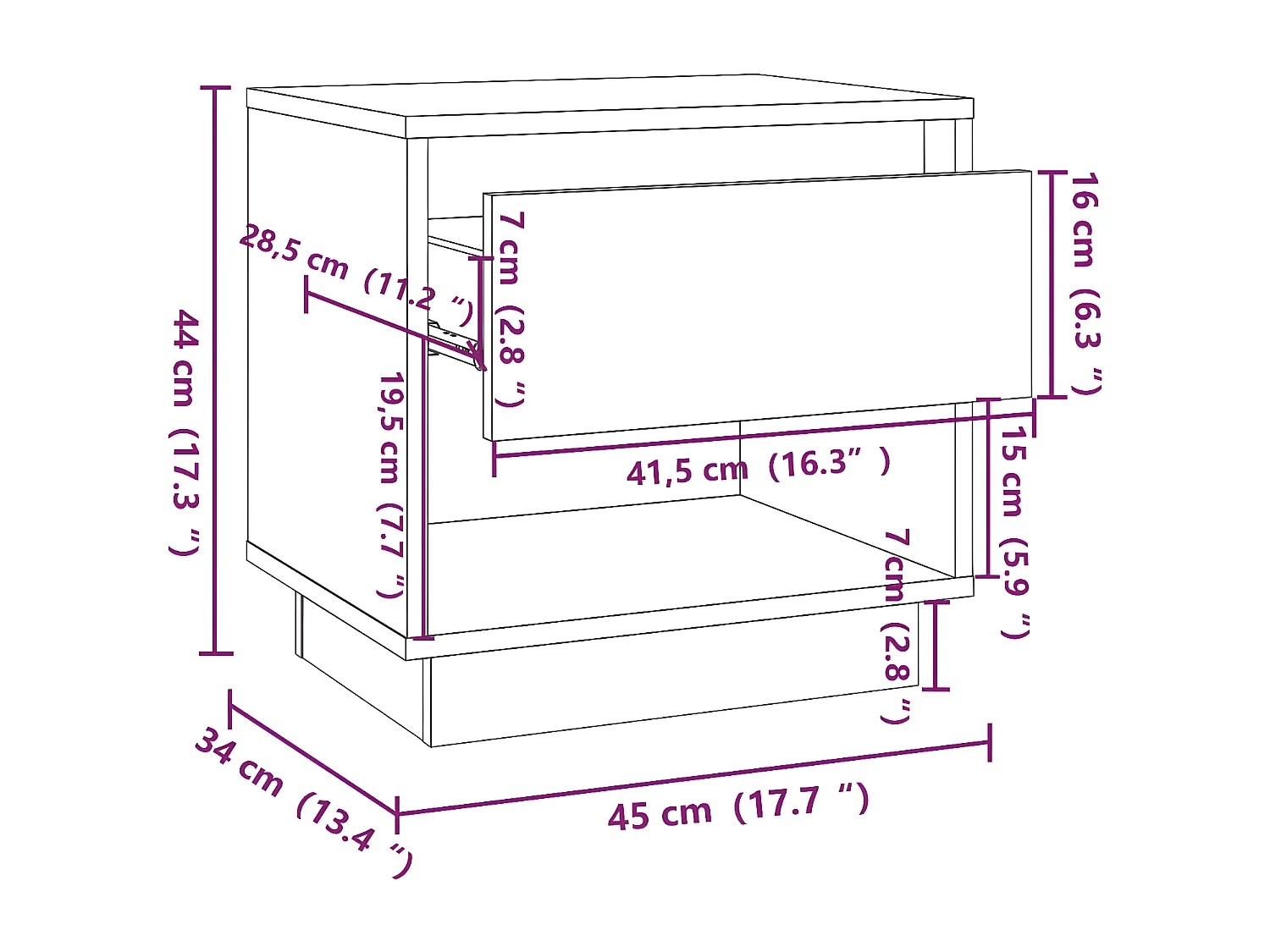 Tables de chevet 2 pièces Gris béton 45x34x44 cm Aggloméré