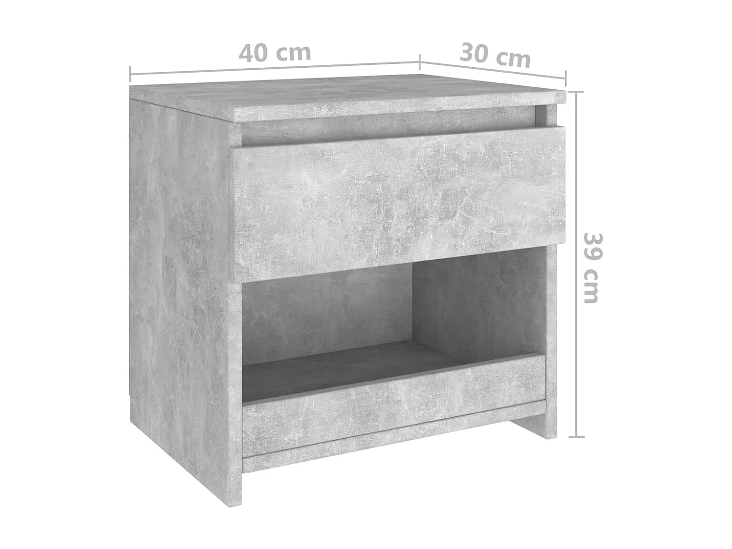 Table de chevet Gris béton 40x30x39 cm Aggloméré