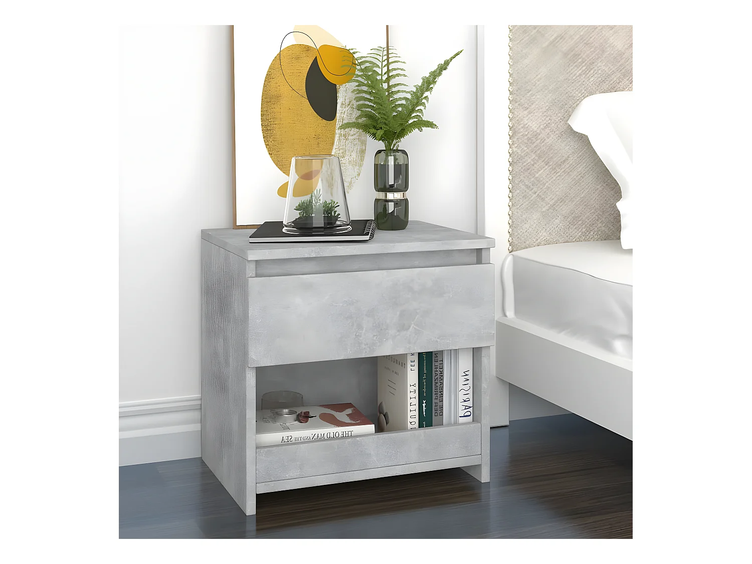 Table de chevet Gris béton 40x30x39 cm Aggloméré