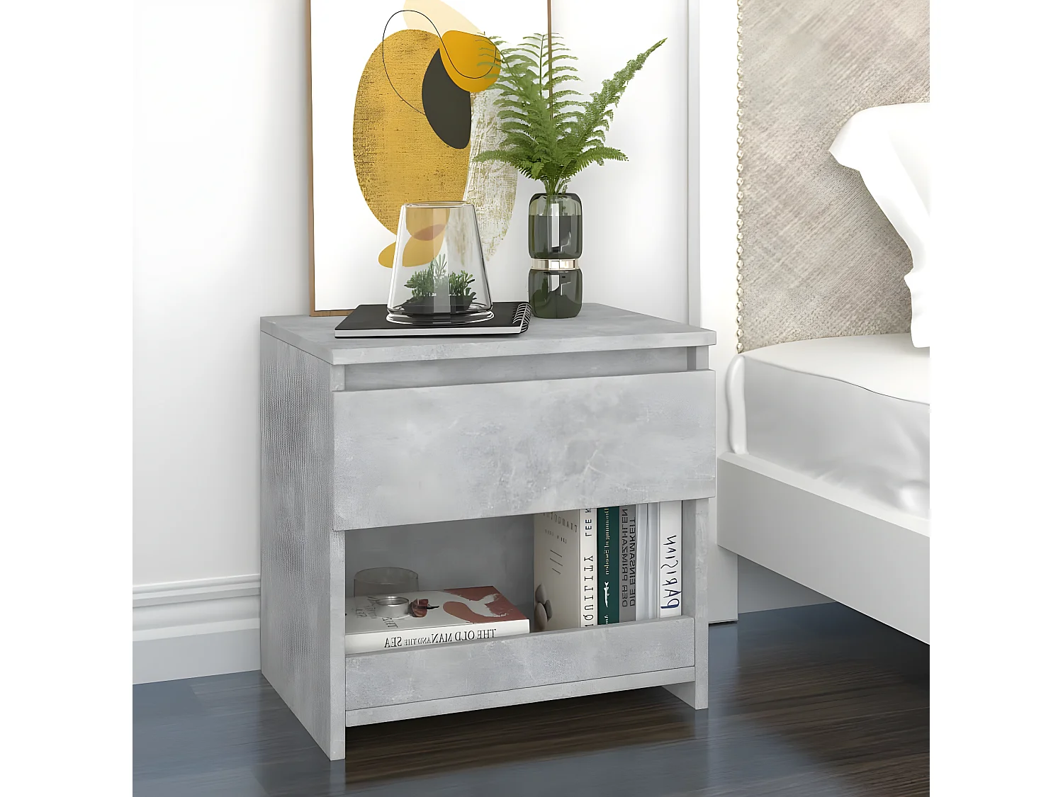 Table de chevet Gris béton 40x30x39 cm Aggloméré