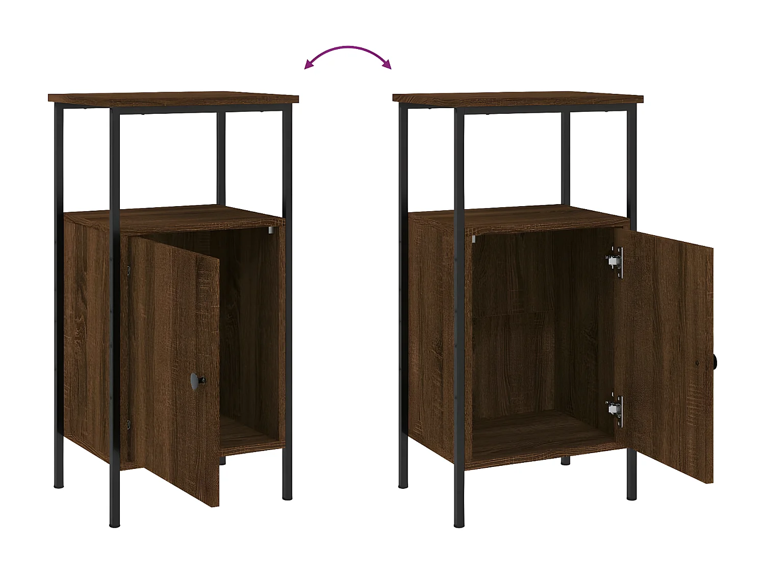 Table de chevet chêne marron 41x31x80 cm bois d'ingénierie