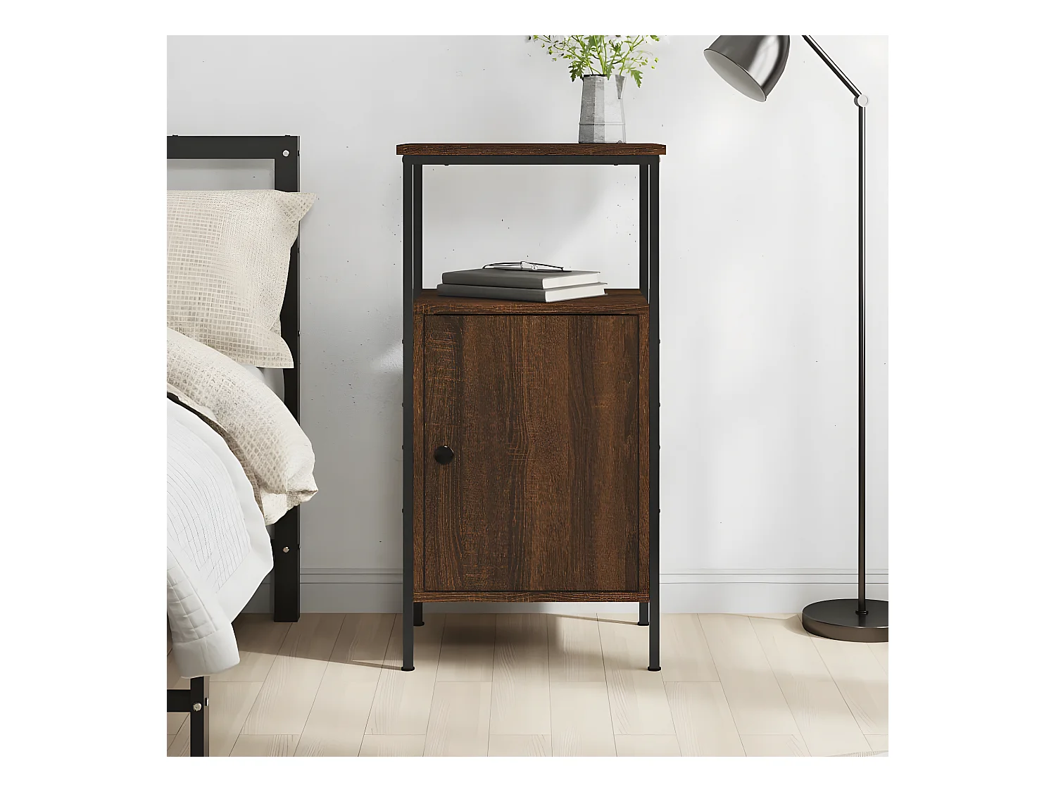 Table de chevet chêne marron 41x31x80 cm bois d'ingénierie