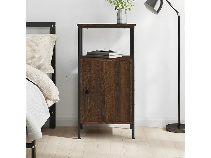 Table de chevet chêne marron 41x31x80 cm bois d'ingénierie