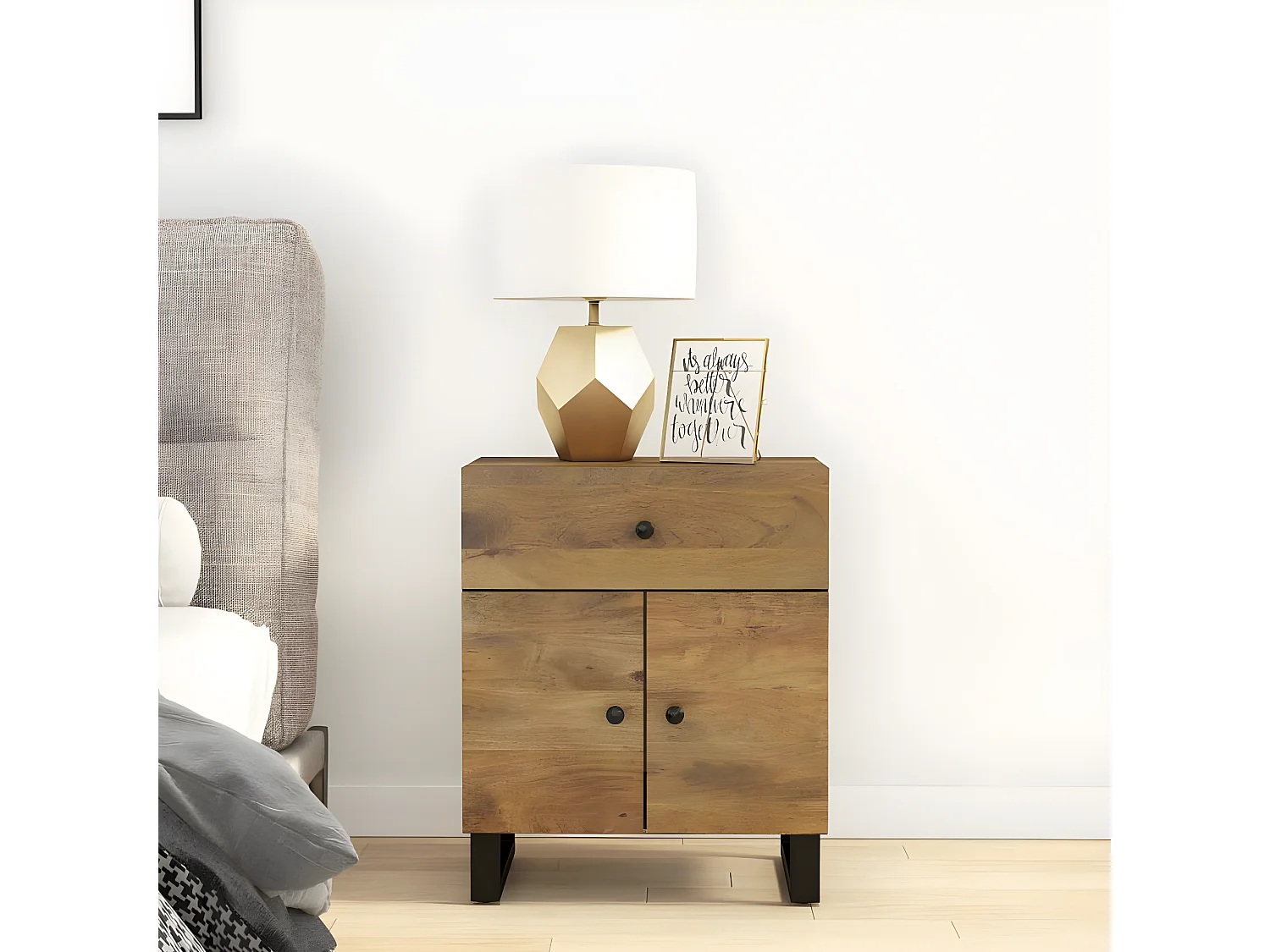 Table de chevet 50x33x60 cm Bois de manguier et d'ingénierie