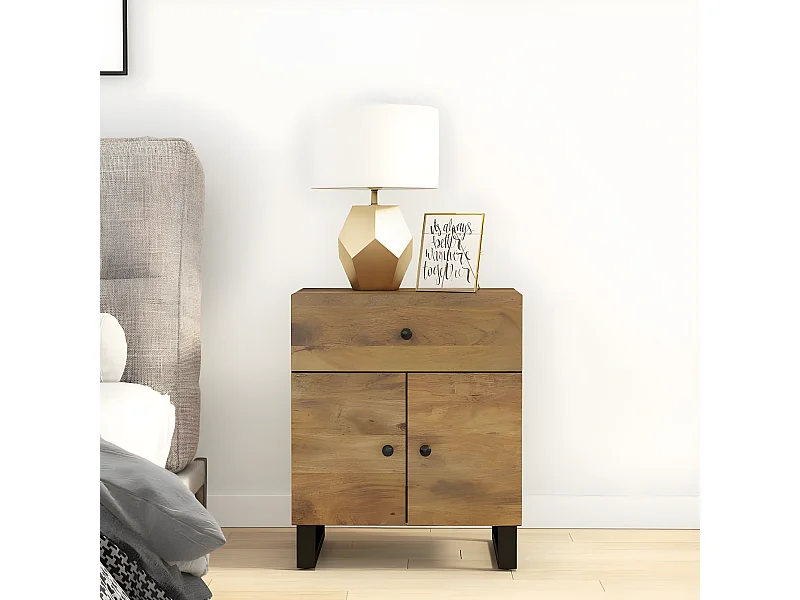 Mesita de noche madera mango madera contrachapada 50x33x60 cm