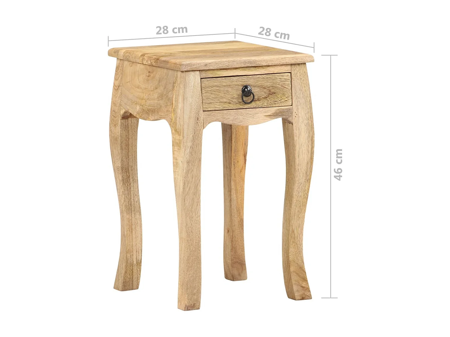 Table de chevet 28x28x46 cm Bois de manguier massif