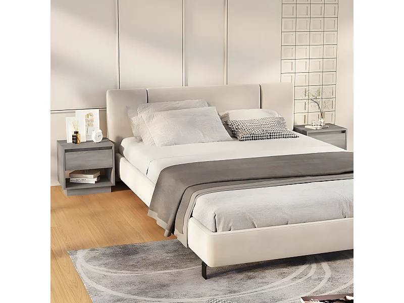 Mesitas noche 2 unidades madera ingeniería gris Sonoma 45x34x44 cm