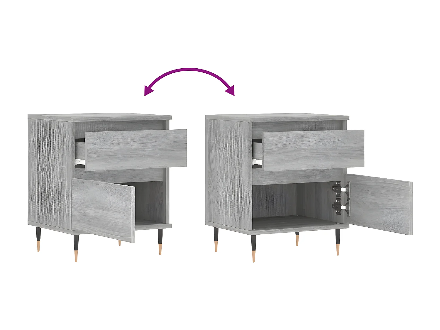 Table de chevet sonoma gris 40x35x50 cm bois d’ingénierie