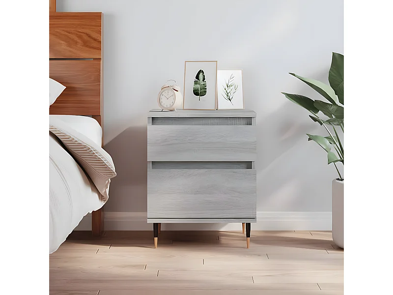 Table de chevet sonoma gris 40x35x50 cm bois d’ingénierie