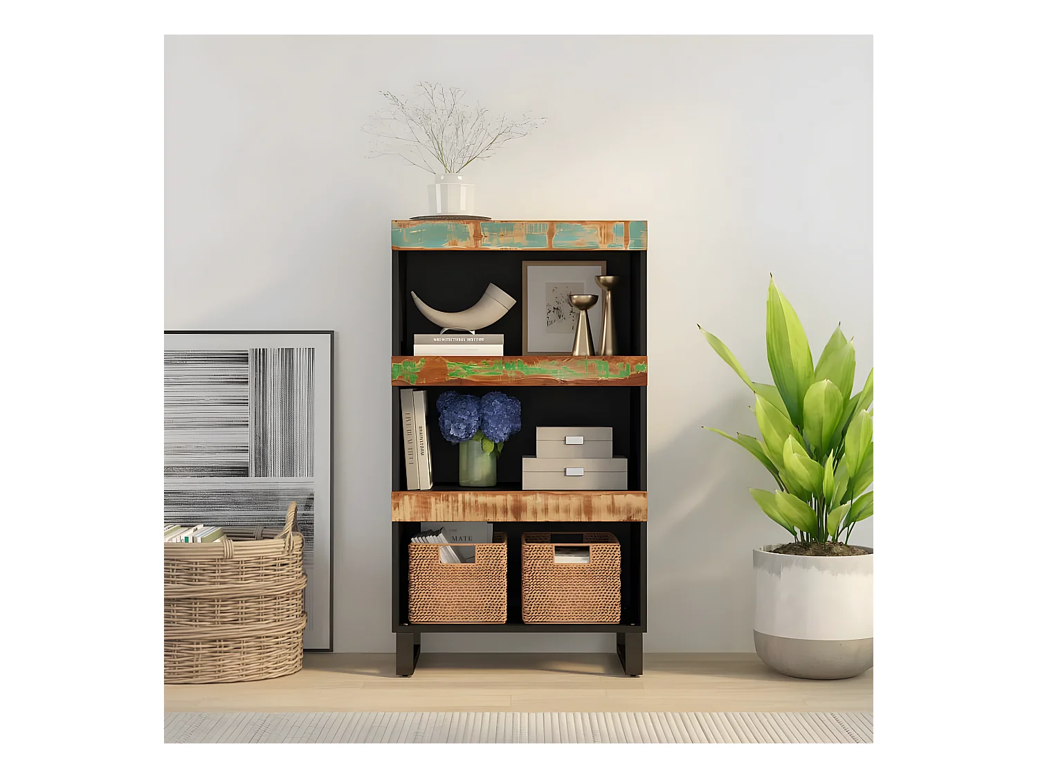 Armoire latérale 60x33x107 cm bois massif de récupération