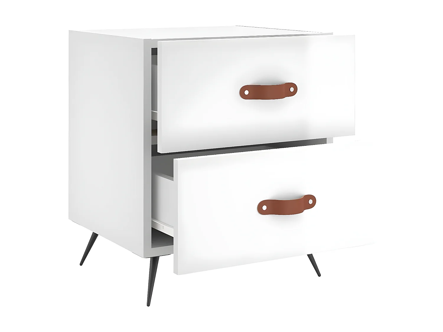 Mesa de cabeceira derivados de madeira branco brilhante