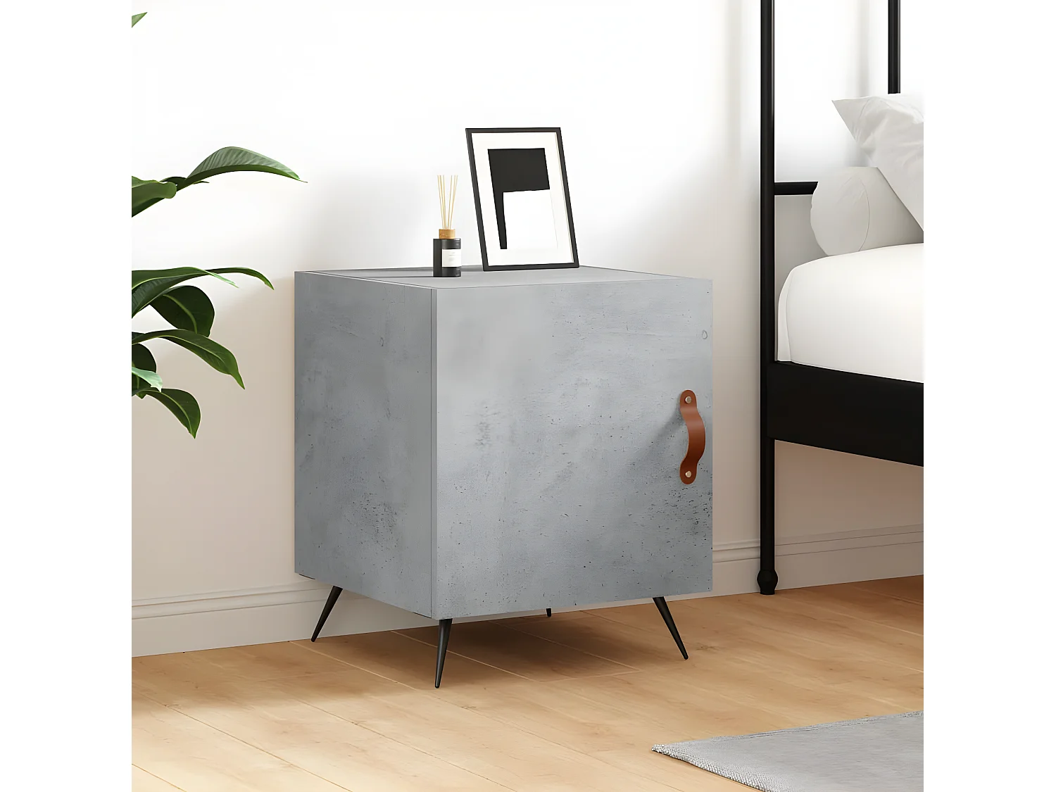 Table de chevet gris béton 40x40x50 cm bois d’ingénierie