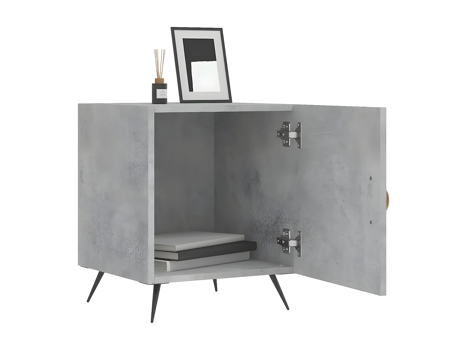 Table de chevet gris béton 40x40x50 cm bois d’ingénierie