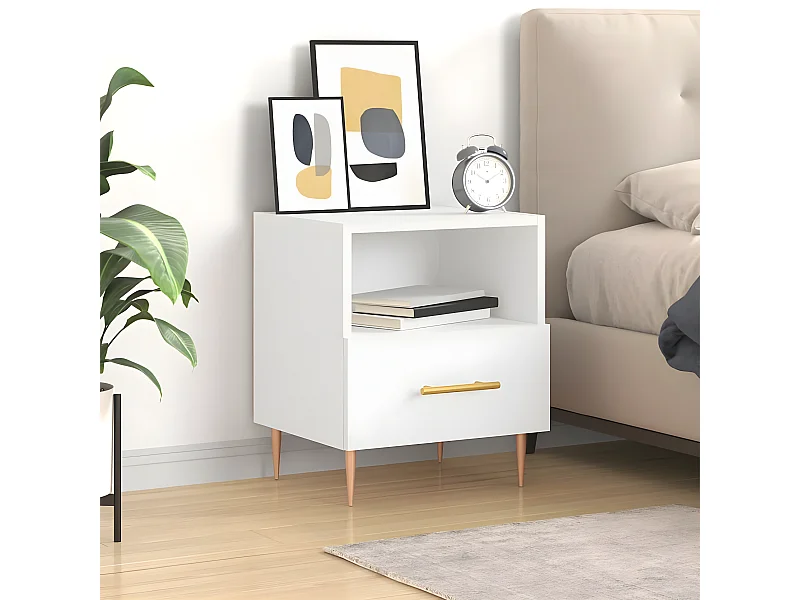 Mesa de cabeceira 40x35x47,5 cm derivados de madeira branco