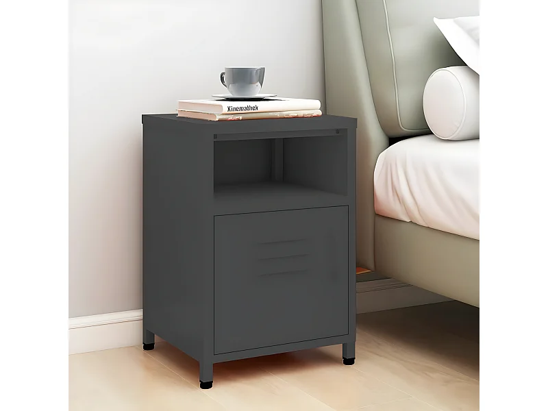 Table de chevet Anthracite 35x35x51 cm Acier