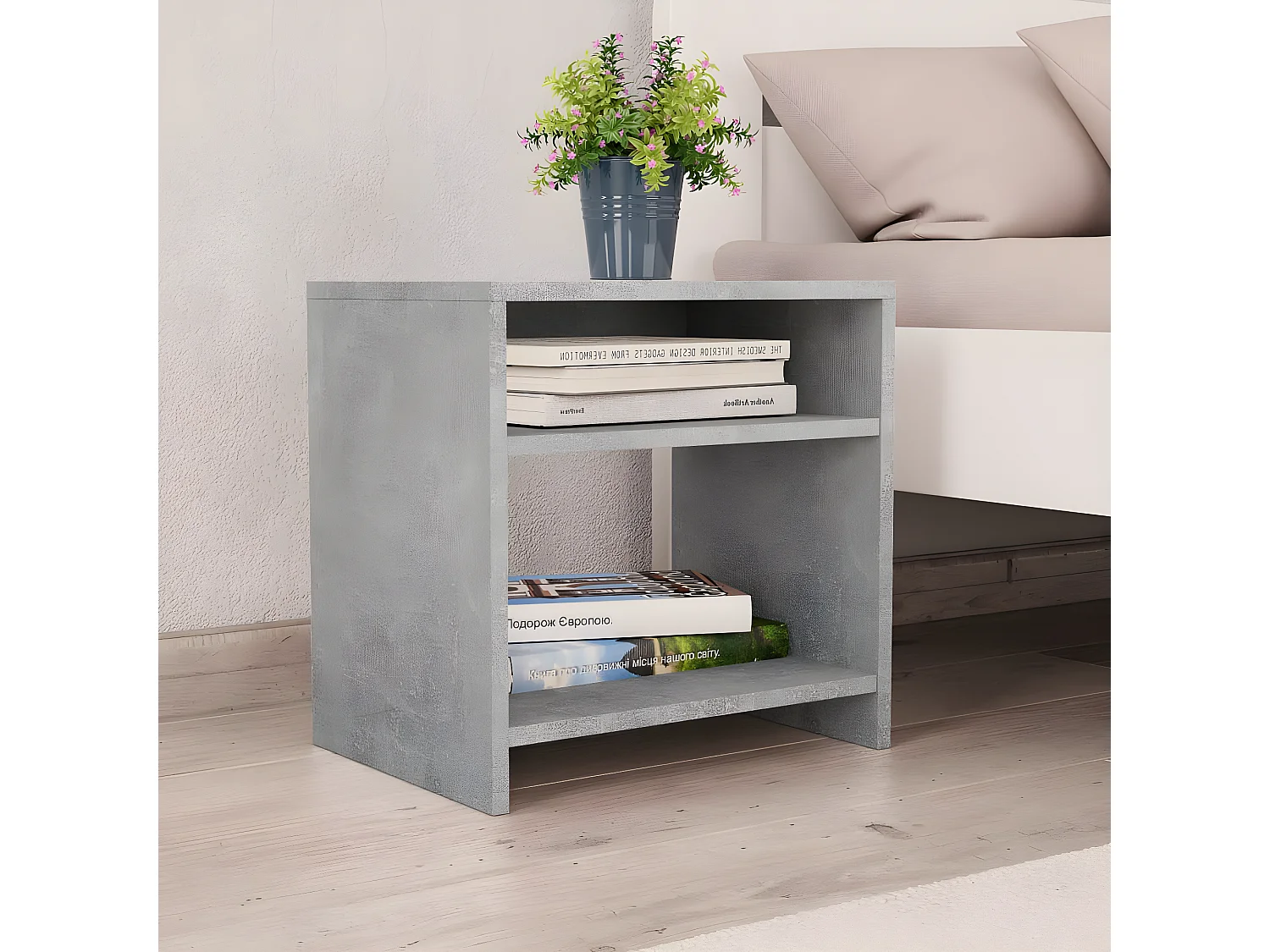 Table de chevet Gris béton 40x30x40 cm Bois d'ingénierie