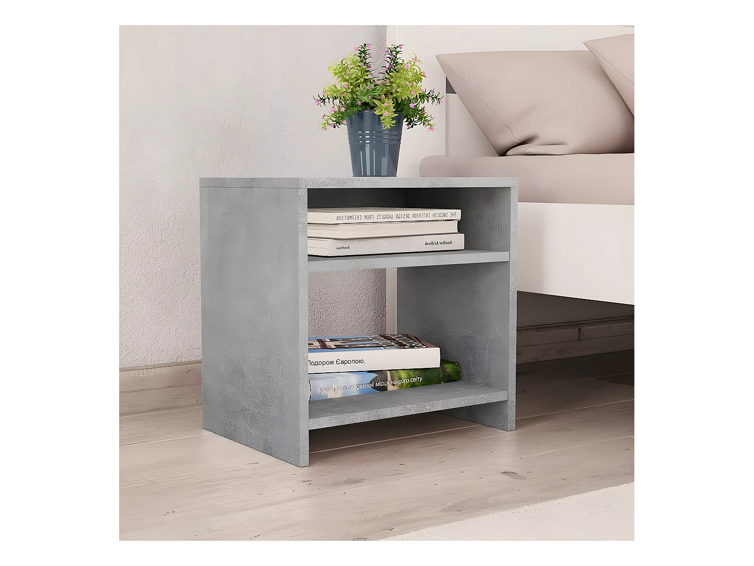 Table de chevet Gris béton 40x30x40 cm Bois d'ingénierie