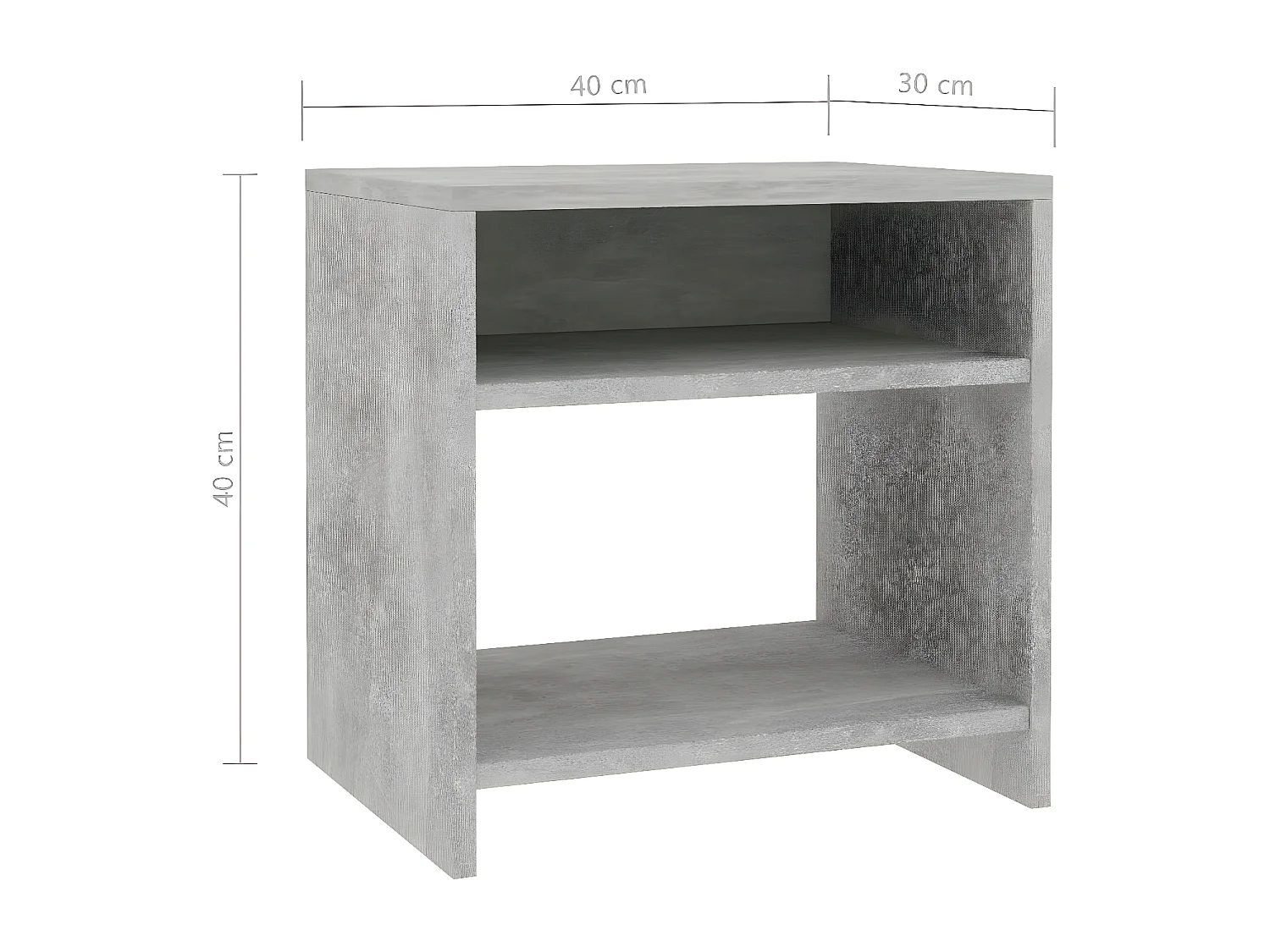 Table de chevet Gris béton 40x30x40 cm Bois d'ingénierie
