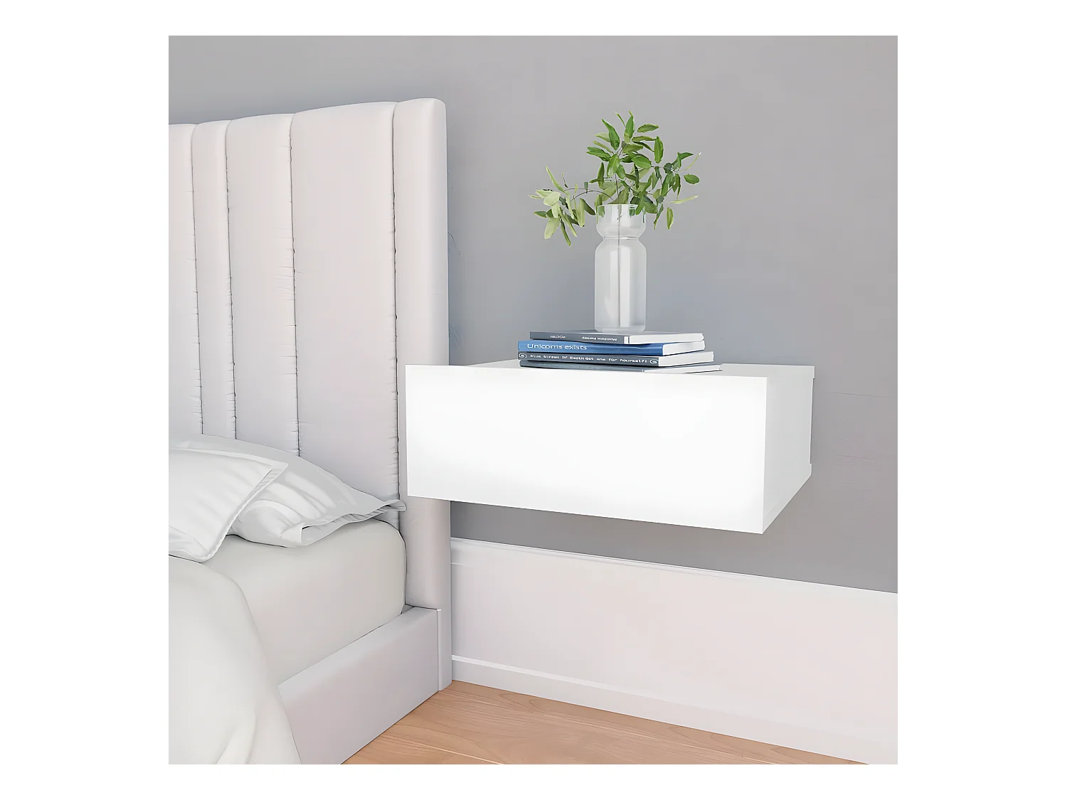 Table de chevet flottante Blanc 40x30x15 cm Bois d'ingénierie