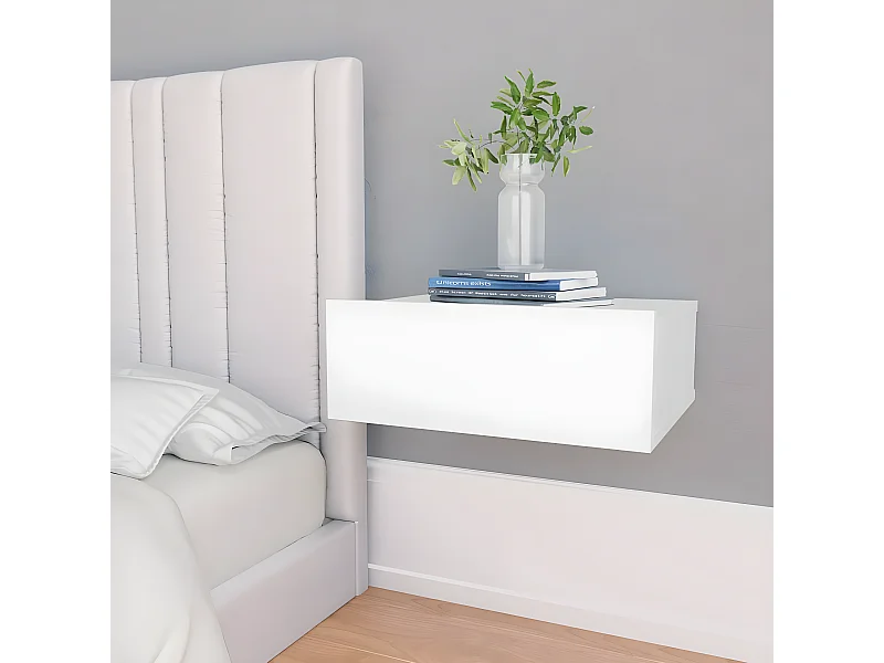 Mesa de cabeceira suspensa 40x30x15 cm contraplacado branco
