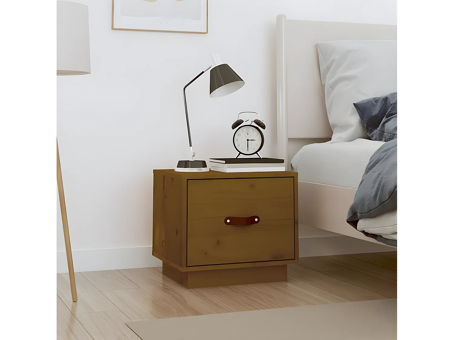 Table de chevet Marron miel 40x34x35 cm Bois de pin solide