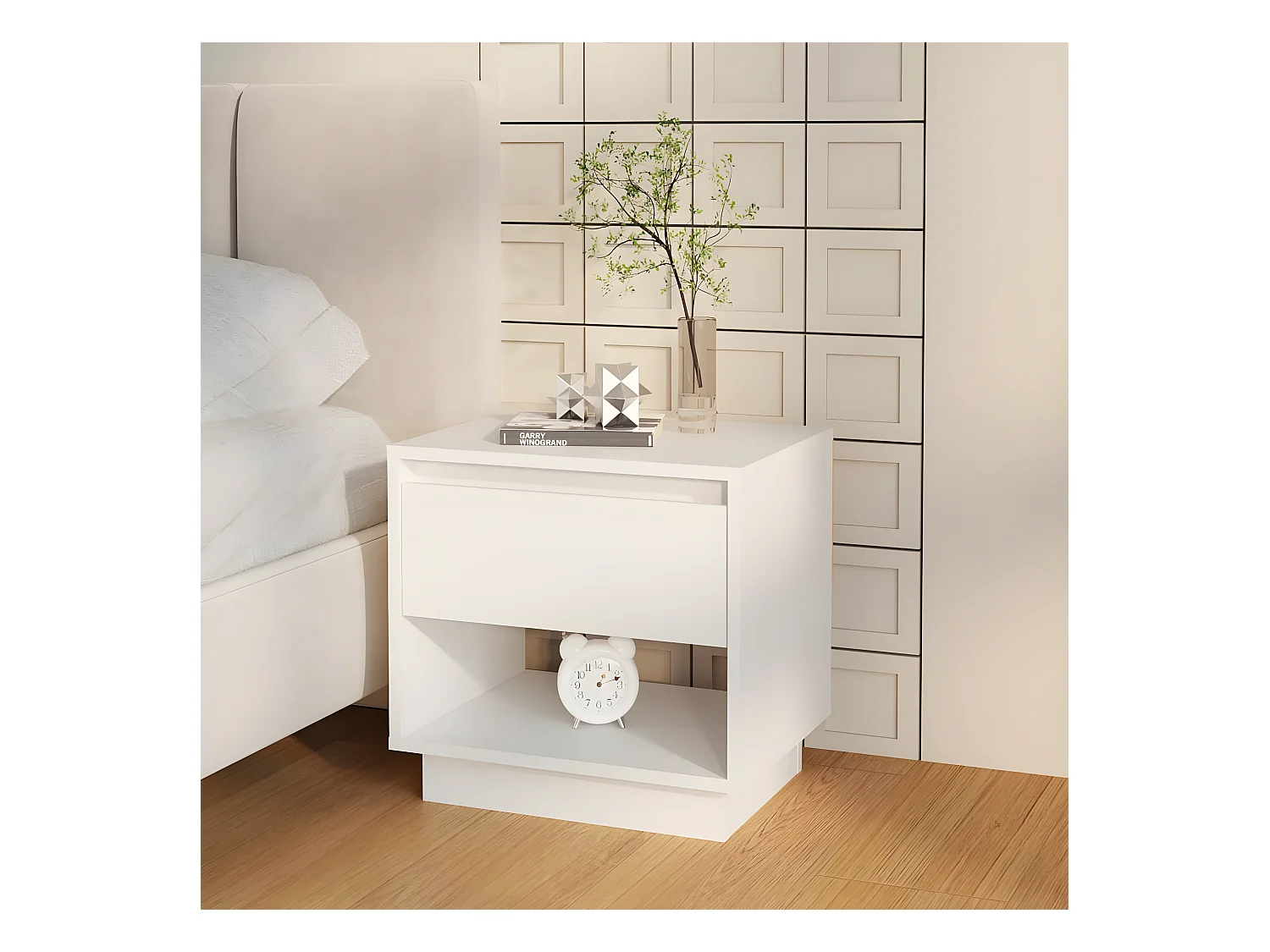 Table de chevet Blanc 45x34x44 cm Aggloméré